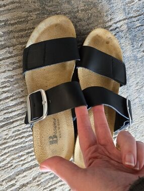 Black Women's Double-Strap Wedge Sandals